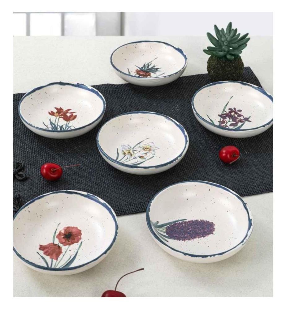 Appetizer Bowl Set, 6 Pieces, Multicolor, Ceramic Stoneware, Does Not ABSorb Water