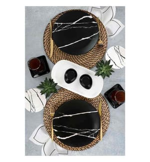 Frühstücksset, 11-teilig, Schwarz, Weiss, Keramik-Steinzeug, wasserabweisend