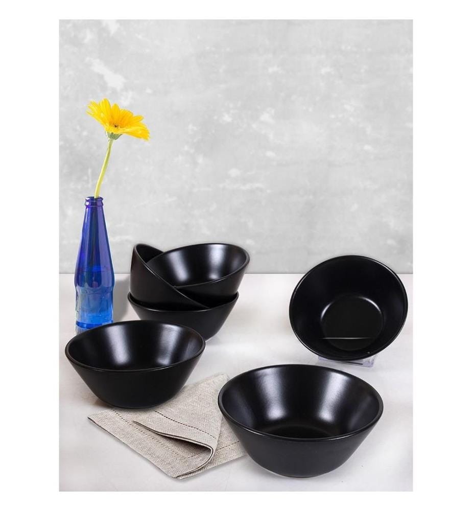 Bowl Set, 6 Pieces, Black, Ceramic Stoneware, Does Not ABSorb Water