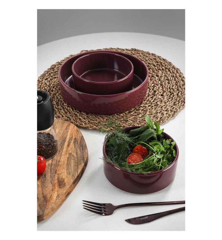 Bowl Set, 3 Pieces, Purple, Ceramic, Does Not ABSorb Water