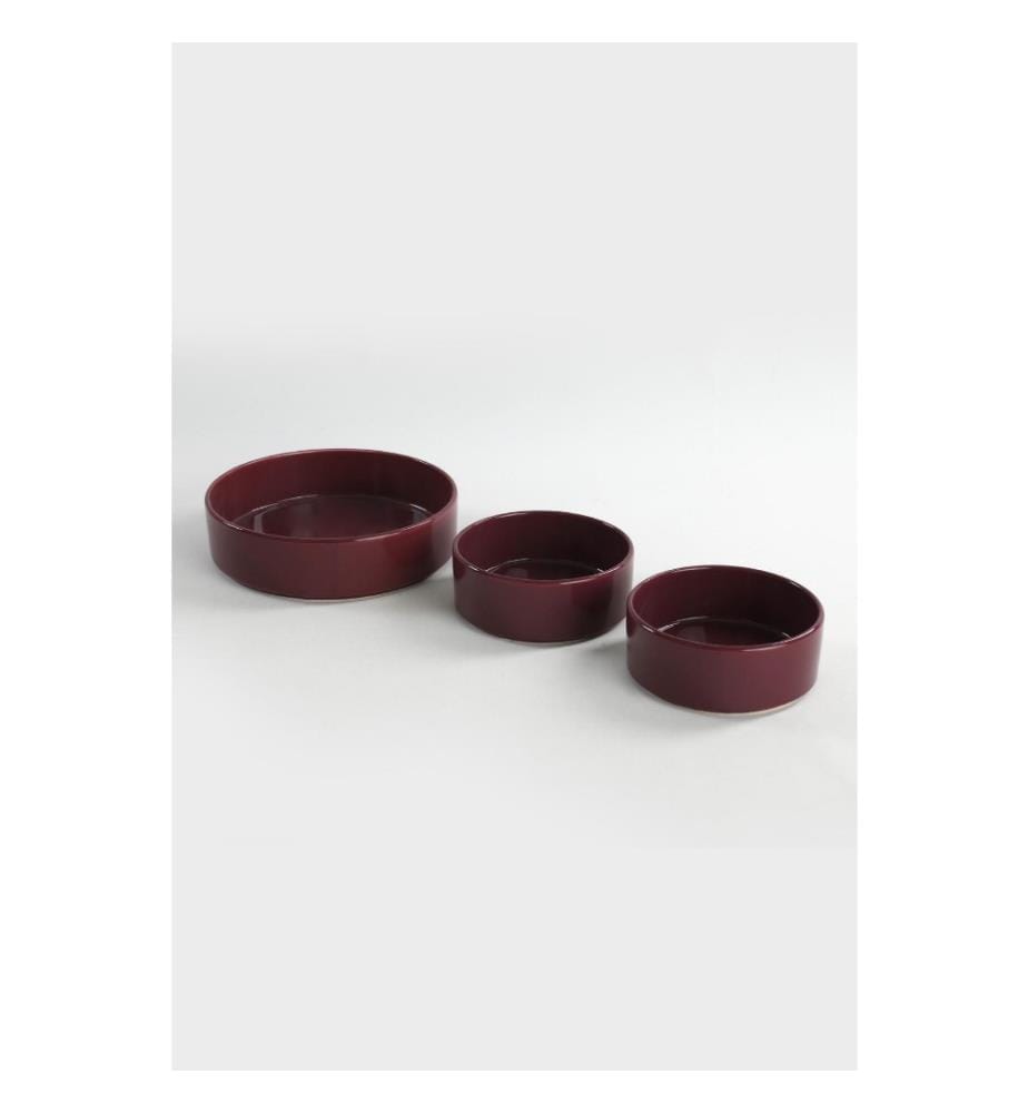 Bowl Set, 3 Pieces, Purple, Ceramic, Does Not ABSorb Water