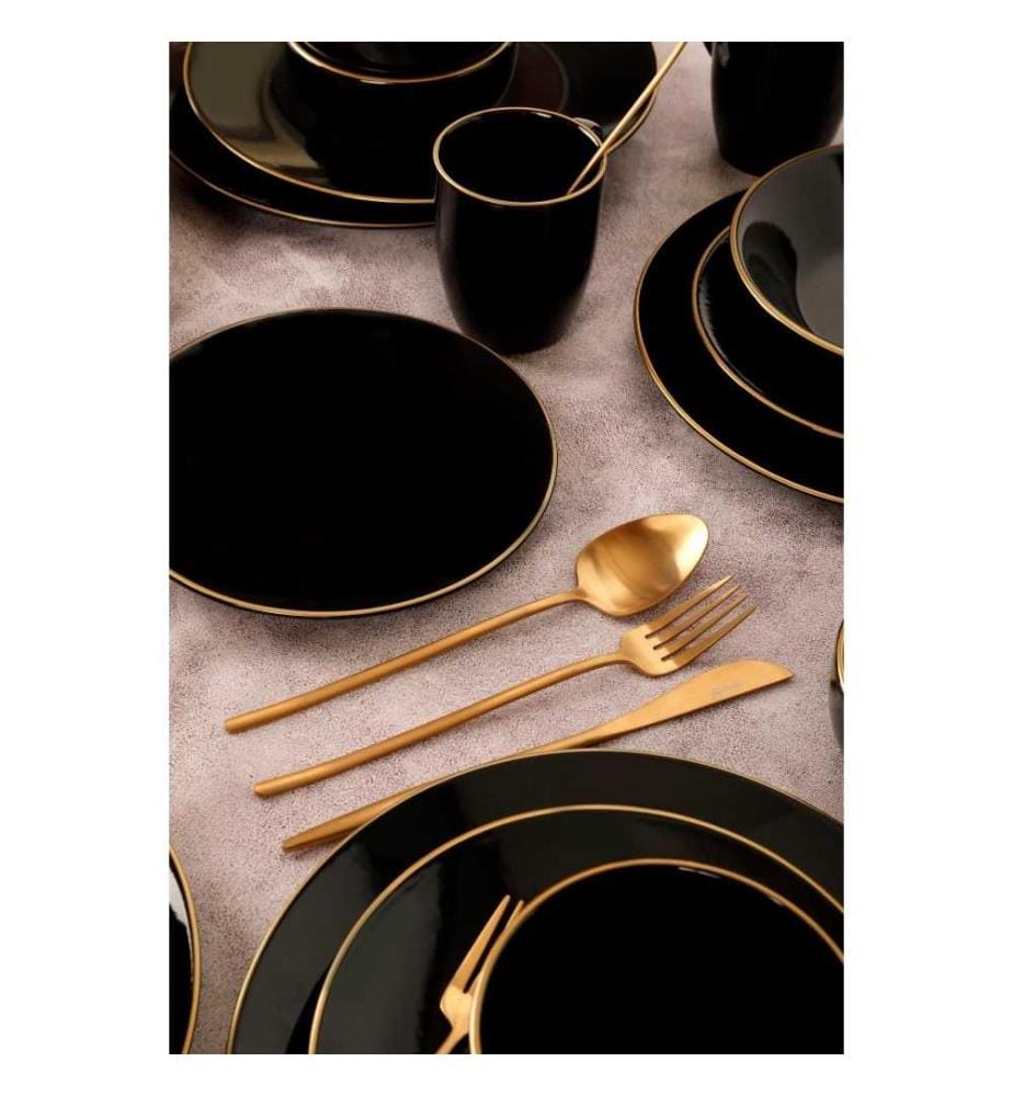 Dinner Set, 30 Pieces, Black, Ceramic Stoneware, Does Not ABSorb Water