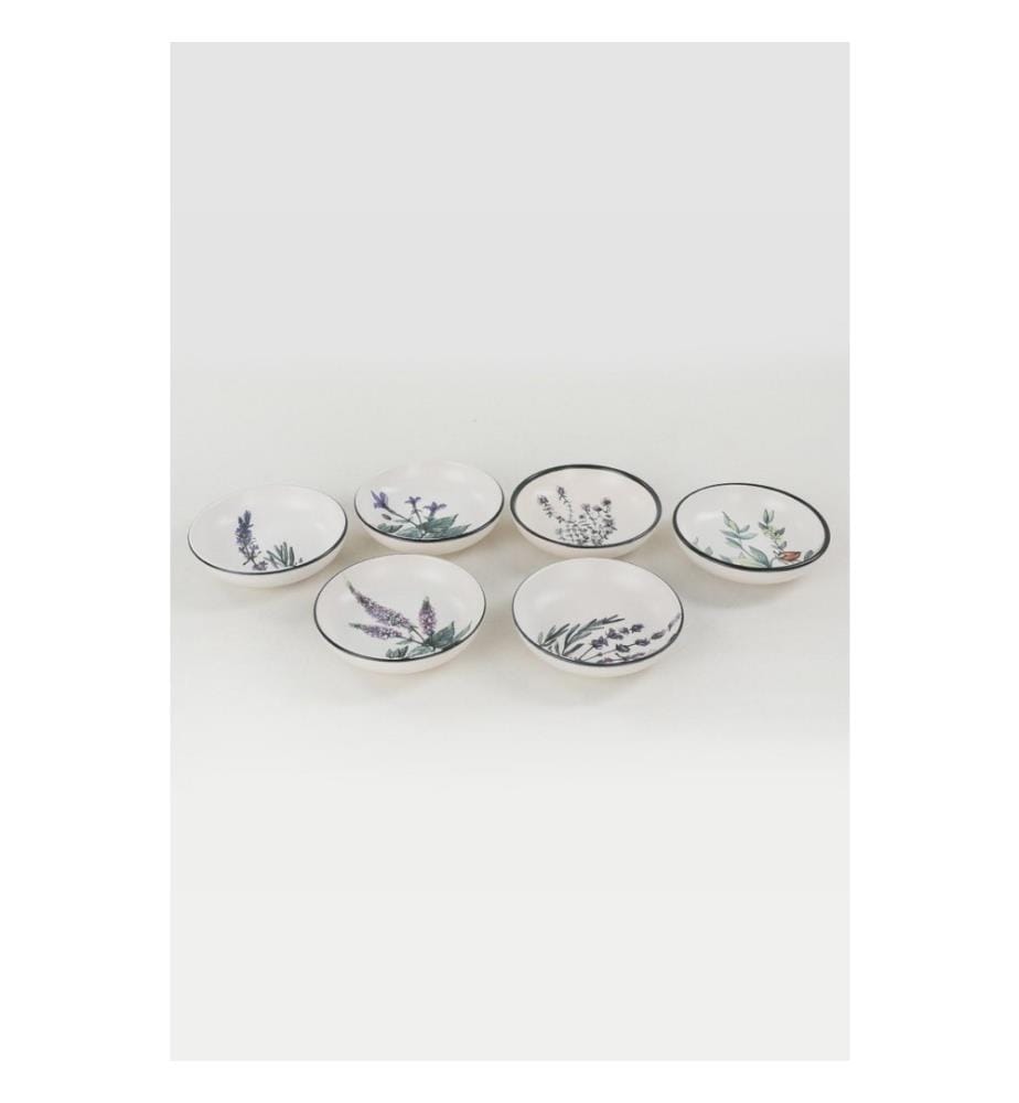 Sauce Bowl Set, 6 Pieces, White, Green, Purple, Black, Ceramic Stoneware, Does Not ABSorb Water