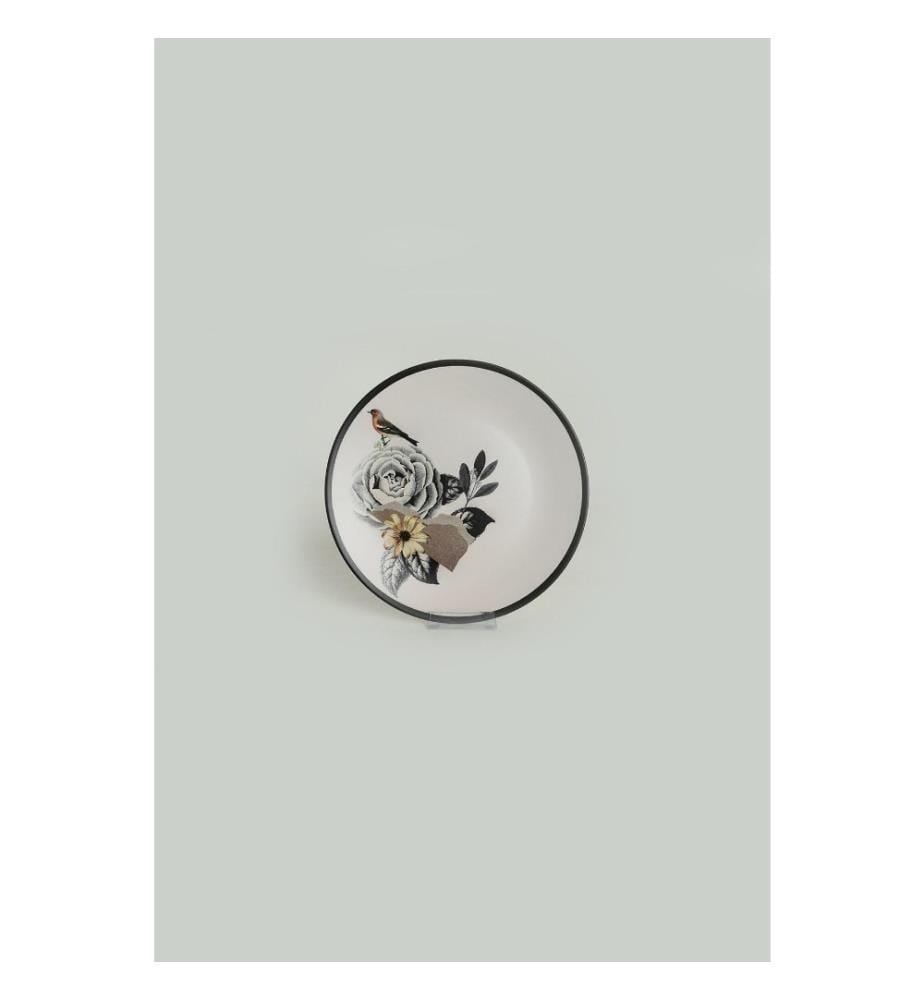 Breakfast Set, 28 Pieces, Black, White, Grey, Yellow, Ceramic, Does Not ABSorb Water