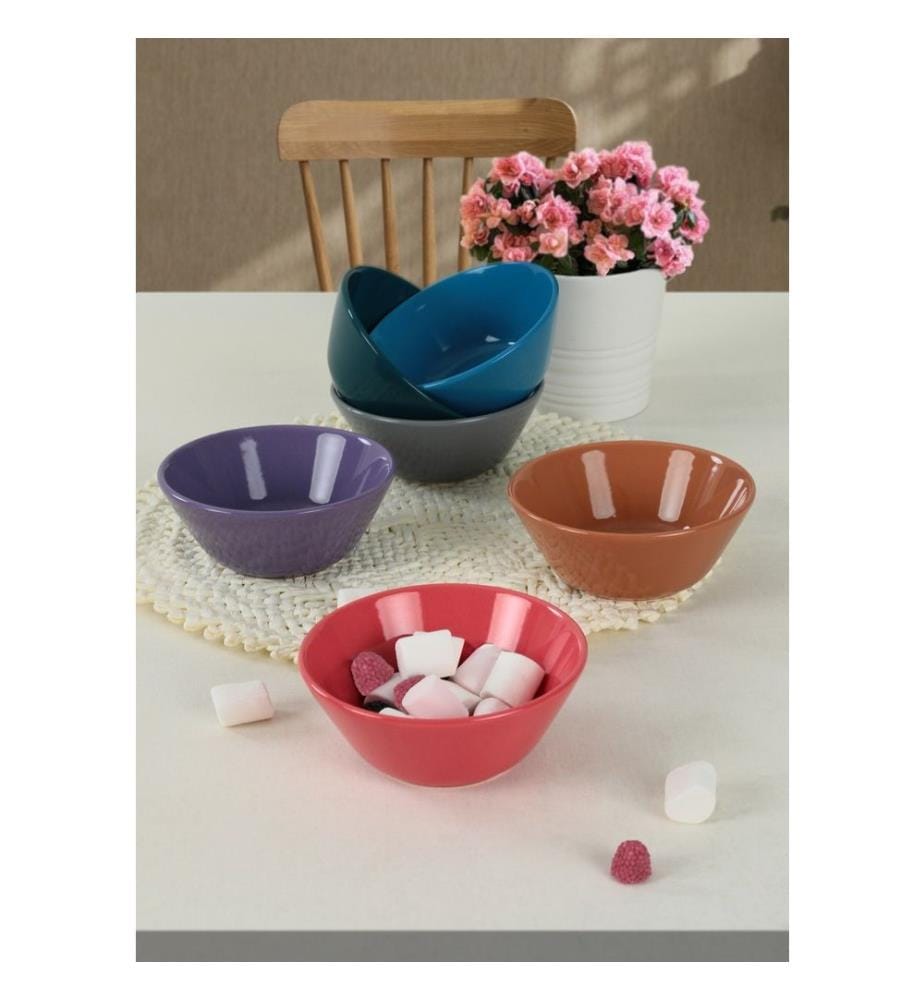 Bowl Set, 6 Pieces, Multicolor, 100% Ceramic, Antibacterial