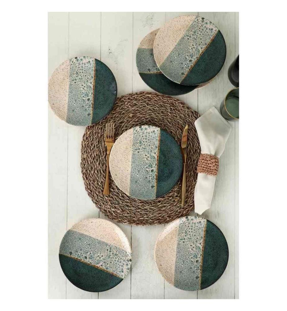 Dessert Plate Set, 6 Pieces, Multicolor, 100% Ceramic, Antibacterial