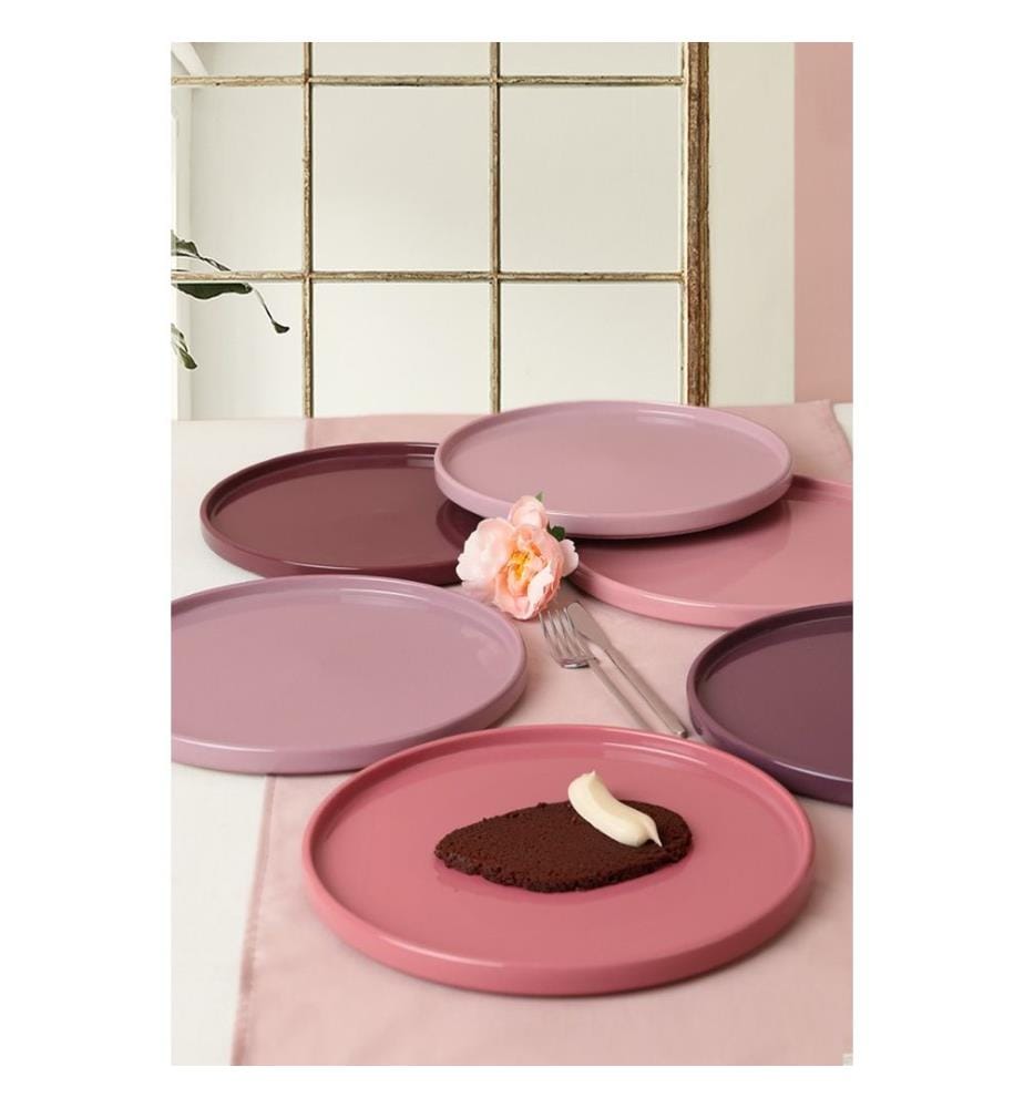 Service Plate Set, 6 Pieces, Multicolor, 100% Ceramic, Antibacterial