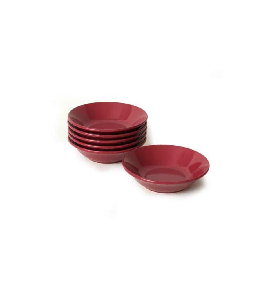 Plate Set, 6 Pieces, Red, 100% Ceramic, Antibacterial