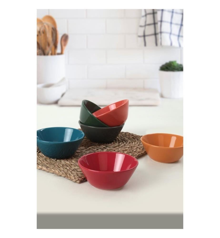 Bowl Set, 6 Pieces, Multicolor, 100% Ceramic, Antibacterial