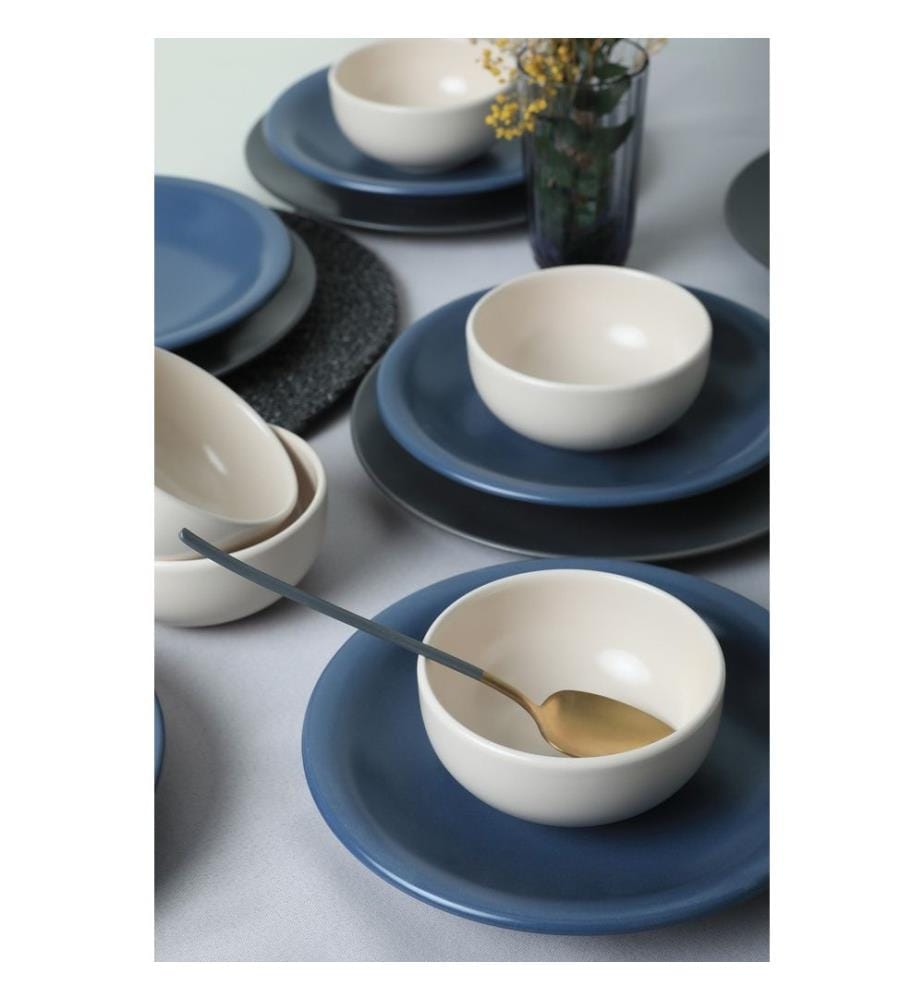 Ceramic Dinner Set, 18 Pieces, Blue, White, 100% Ceramic, Antibacterial