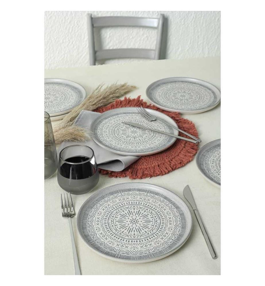 Dessert Plate Set, 6 Pieces, Matte White, 100% Ceramic, Antibacterial