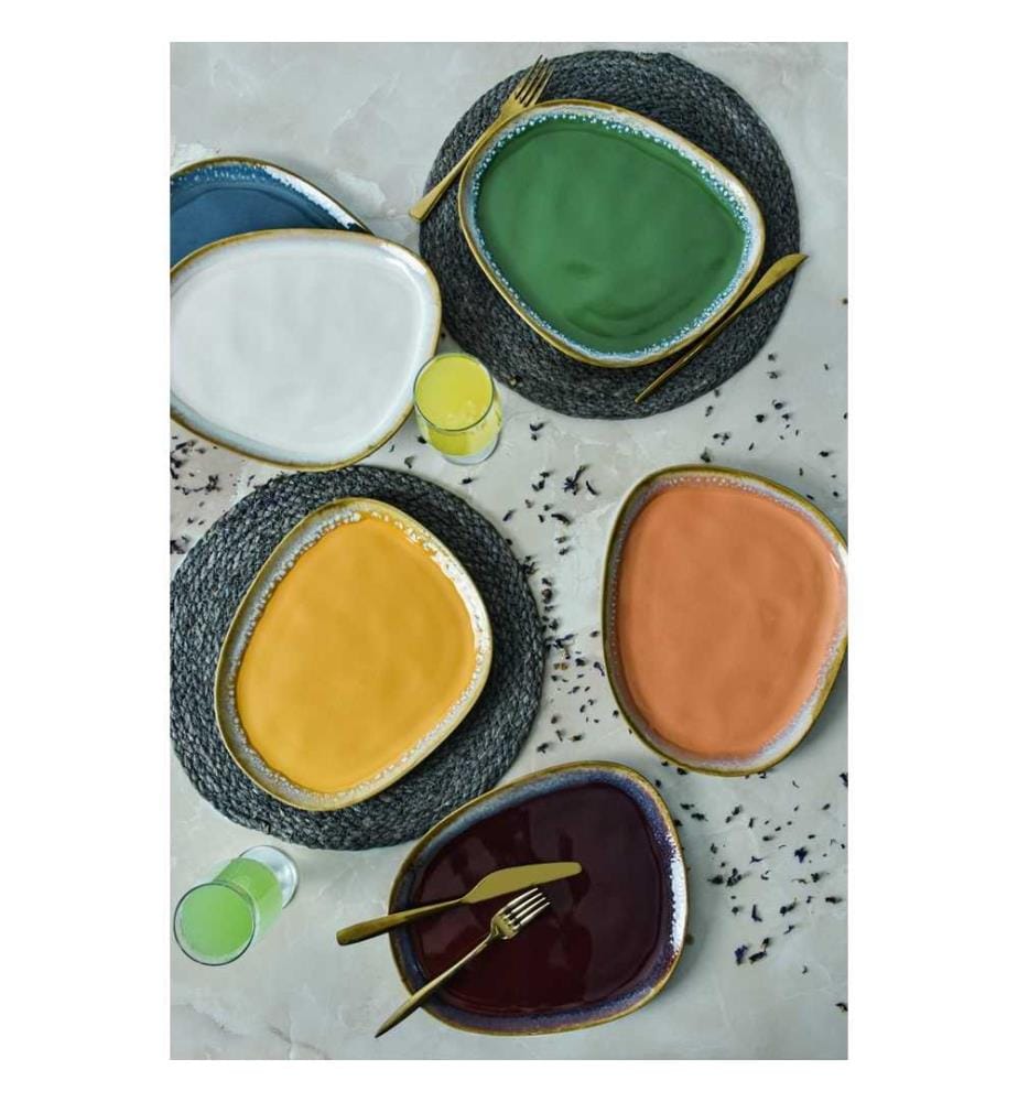 Service Plate Set, 6 Pieces, Multicolor, 100% Ceramic, Antibacterial