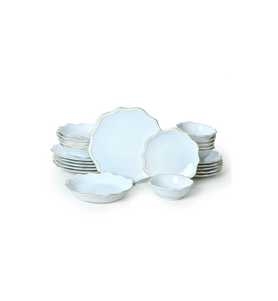 Ceramic Dinner Set, 24 Pieces, White, 100% Ceramic Stoneware, Antibacterial