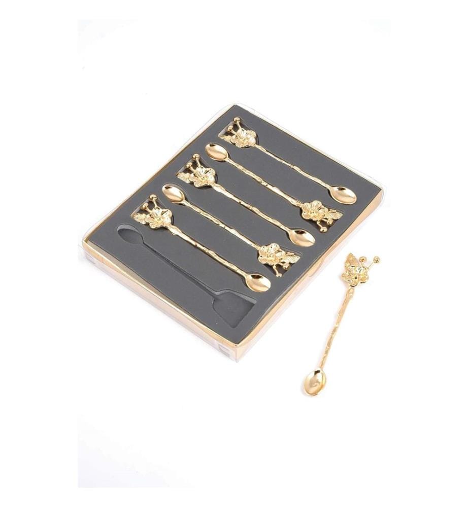 Spoon Set, 6 Pieces, Gold, Zamak