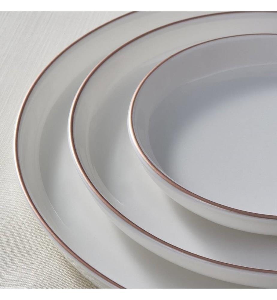 Dinner Set, 16 Pieces, Cream Rose Gold, Porcelain