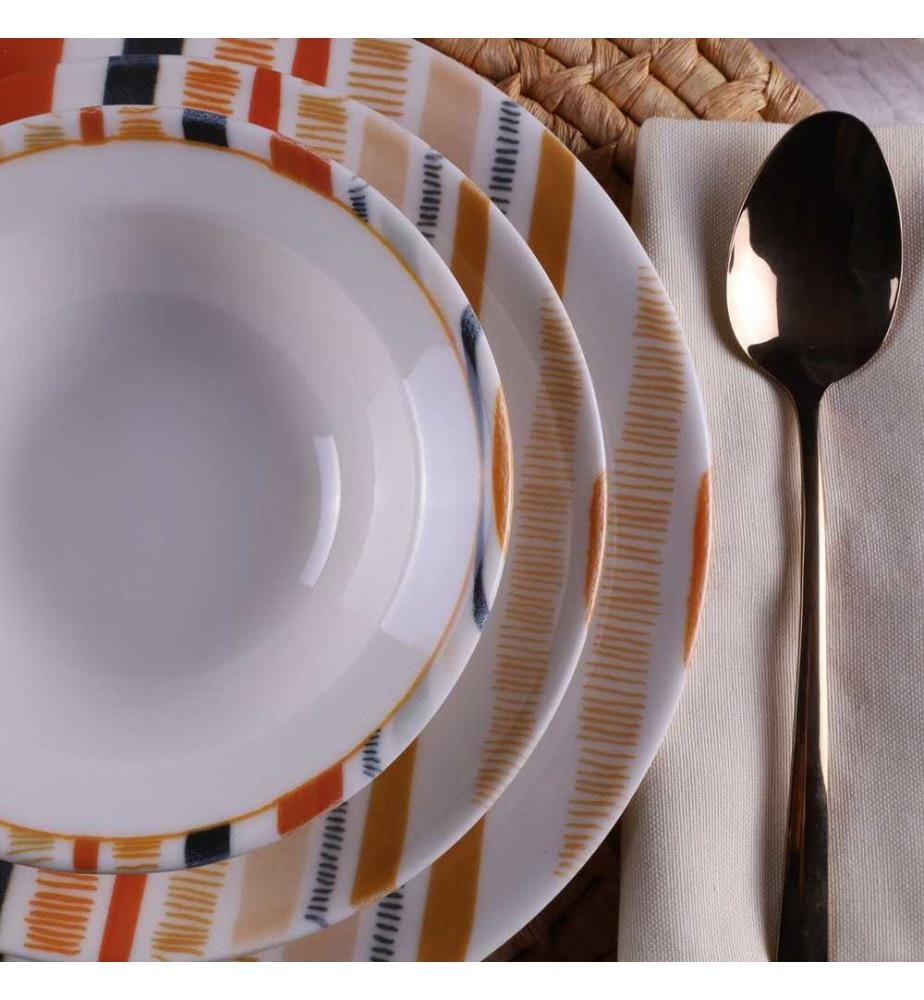 Dinner Set, 24 Pieces, Multicolor, 100% Porcelain
