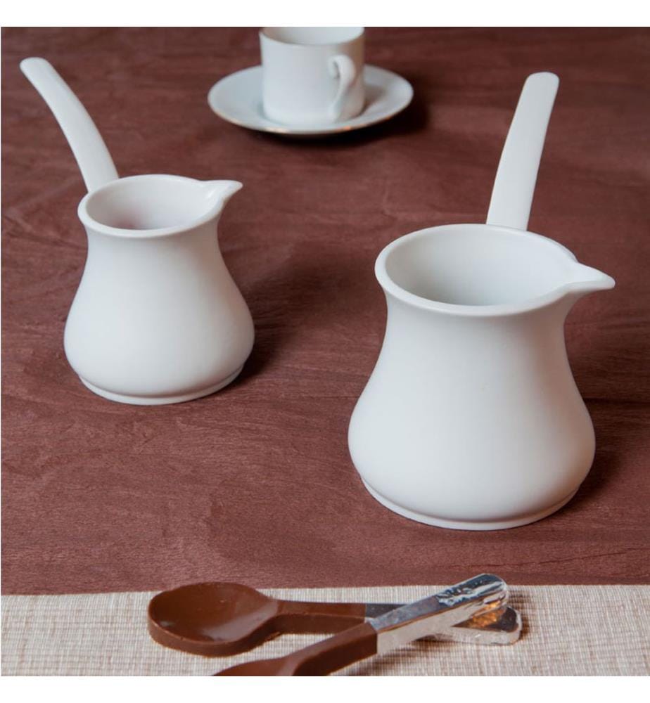 Coffee Pot Set, 2 Pieces, White, Fire Resisting Porcelain