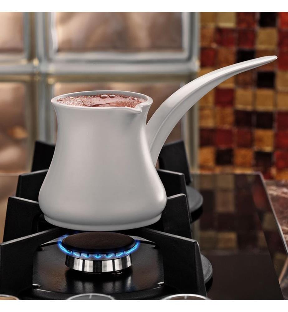 Coffee Pot Set, 2 Pieces, White, Fire Resisting Porcelain