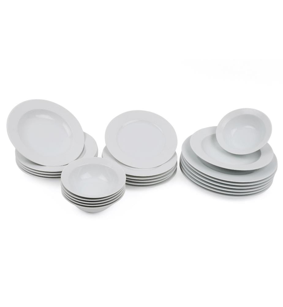 Dinner Set, 24 Pieces, White, Porcelain