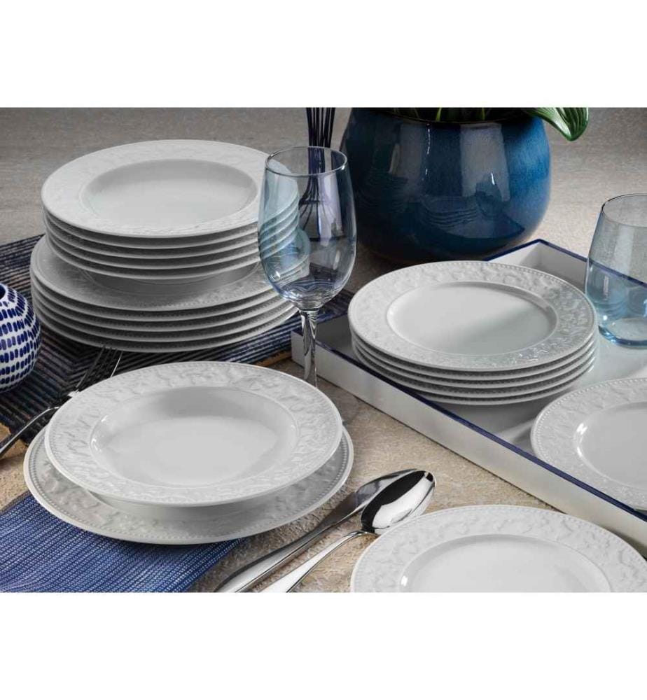 Dinner Set, 24 Pieces, White, Porcelain