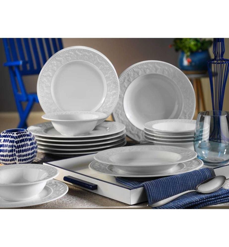 Dinner Set, 24 Pieces, White, Porcelain