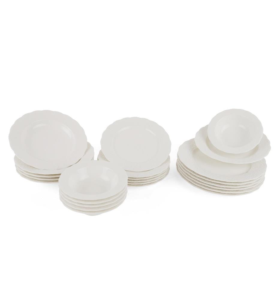 Dinner Set, 24 Pieces, White, Porcelain