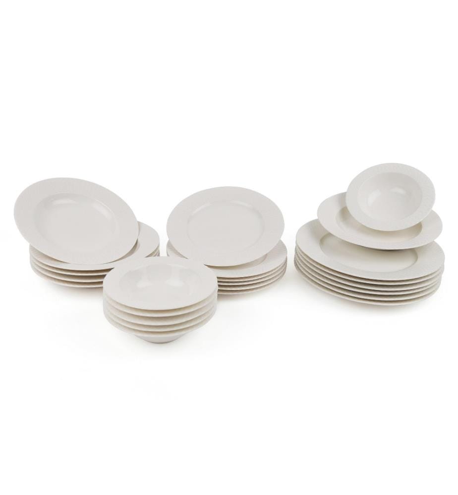 Dinner Set, 24 Pieces, White, Porcelain