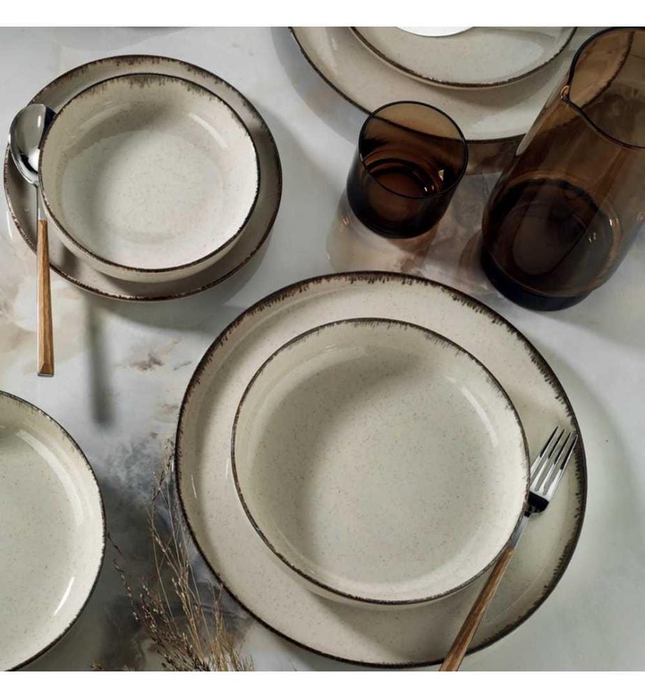 Dinner Set, 24 Pieces, Cinnamon, Porcelain