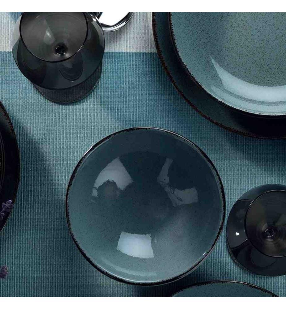 Dinner Set, 24 Pieces, Blue, Porcelain