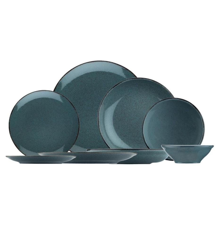 Dinner Set, 24 Pieces, Blue, Porcelain