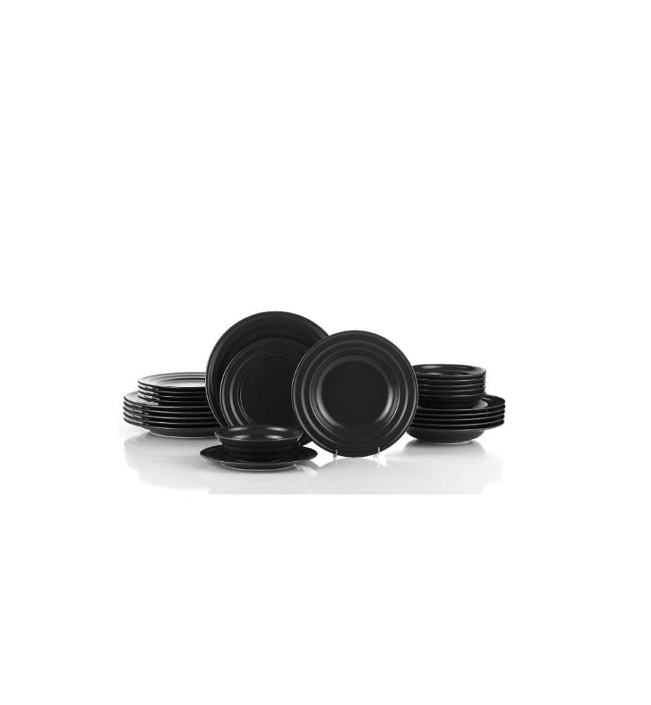 Dinner Set, 24 Pieces, Anthracite, Porcelain
