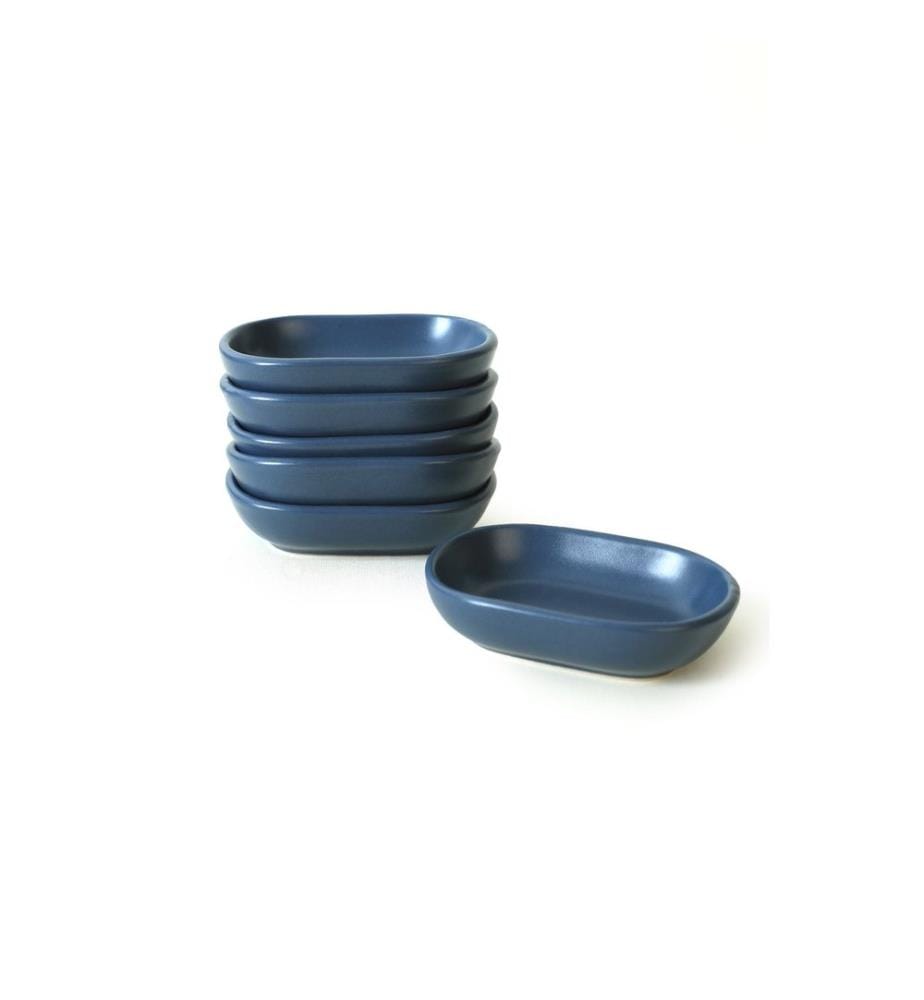 Appetizer Bowl Set, 6 Pieces, Matte Blue, 100% Ceramic, Antibacterial