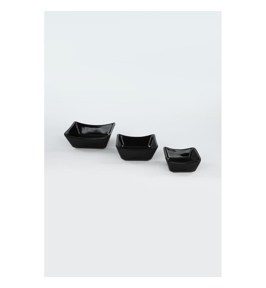 Sauce Plate Set, Black, Ceramic