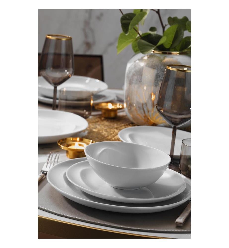 Dinner Set, 26 Pieces, White, 100% Porcelain
