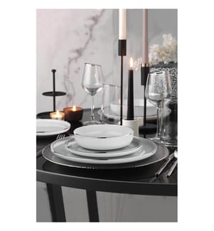 Speiseservice, 24-teilig, Weiss, Silber, 100 % Porzellan