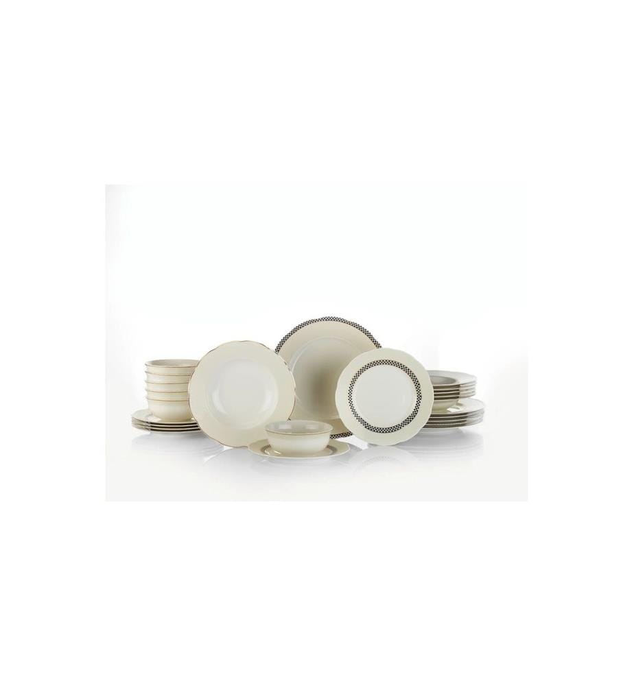 Dinner Set, 24 Pieces, Multicolor, 100% Porcelain
