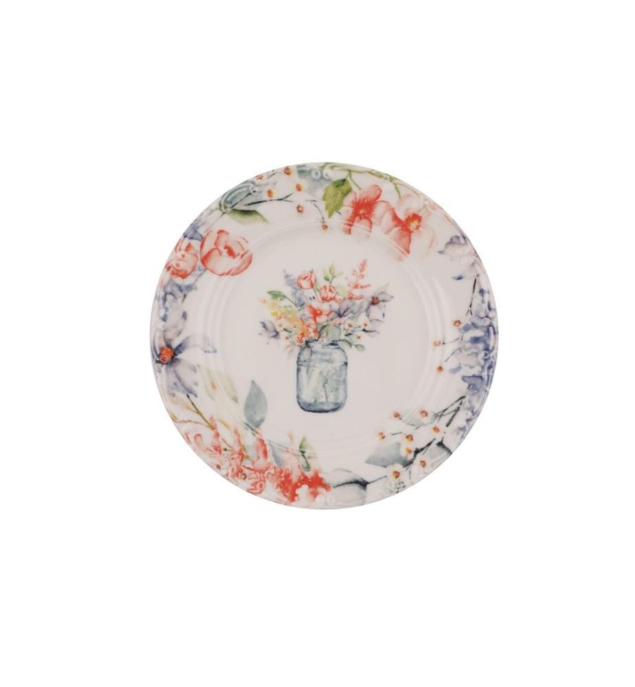 Service de table, 30 pièces, rose, blanc, vert, violet, 100% porcelaine