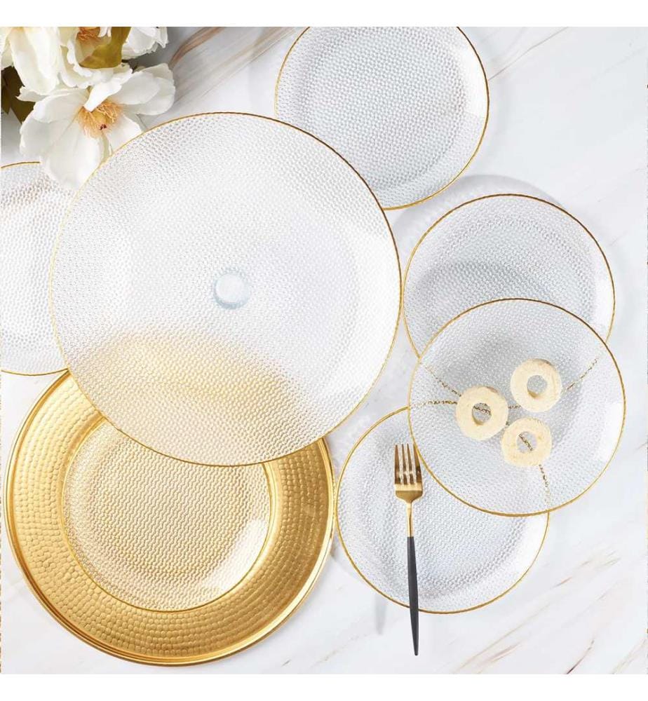 Dessertteller-Set, 7-teilig, Gold, 100% Glas