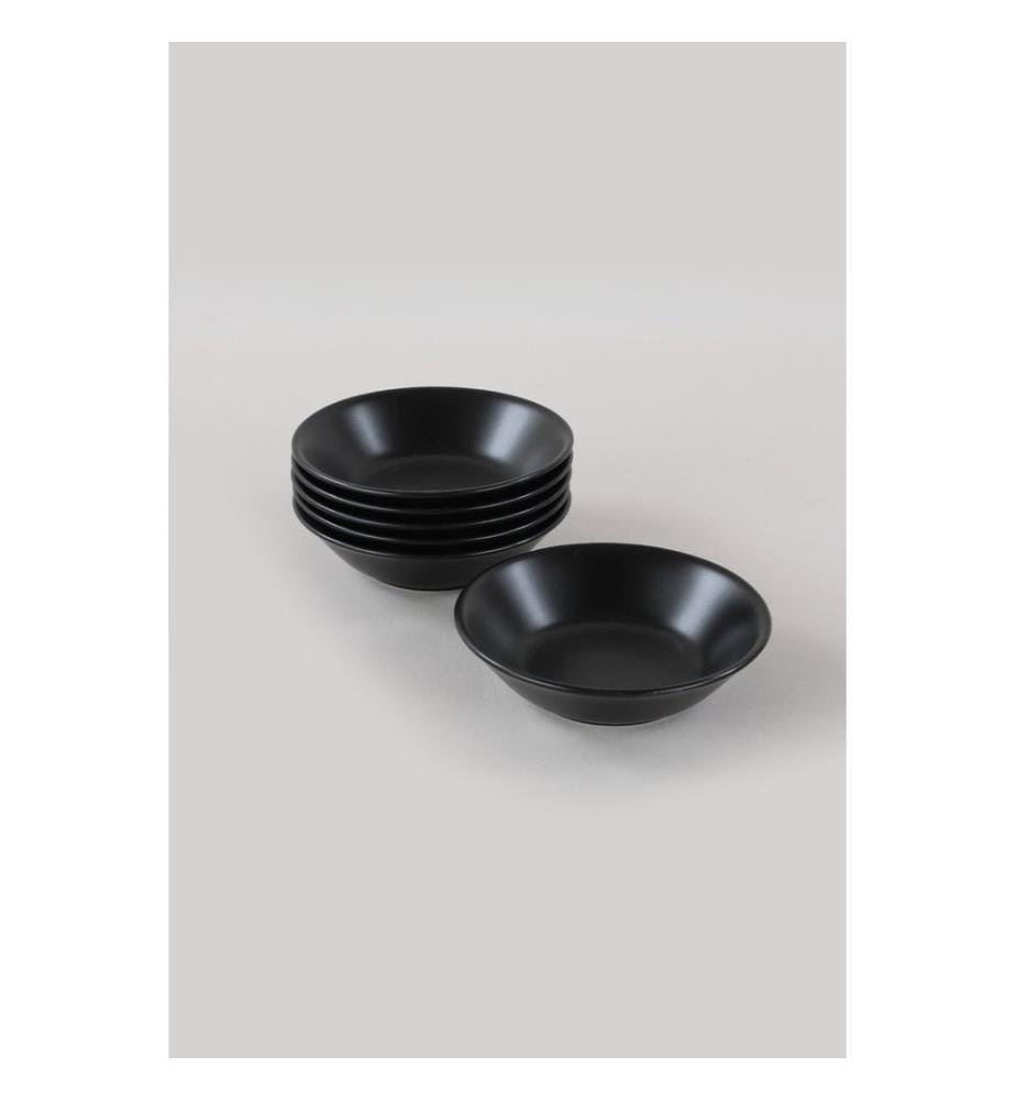 Plate Set, 6 Pieces, Black, 100% CERAMIC