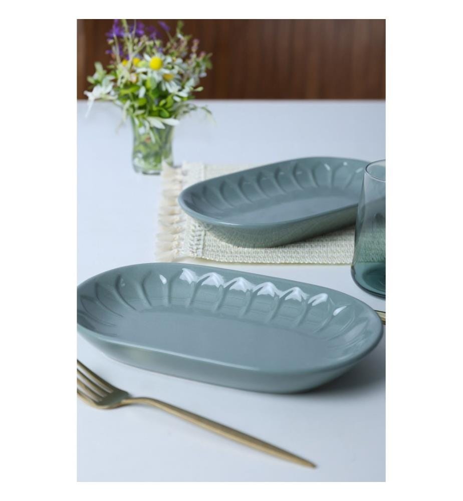 Plate Set, 2 Pieces, Blue, 100% CERAMIC STONEWARE