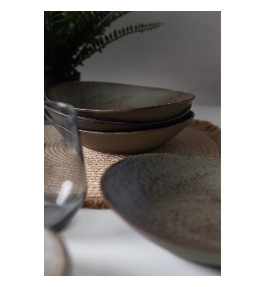 Set di 6 piatti, marroni, 100% gres ceramico