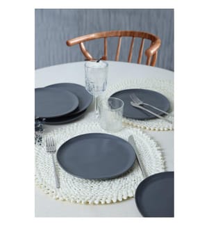 Dessert Plate Set, 6 Pieces, Grey, 100% CERAMIC STONEWARE