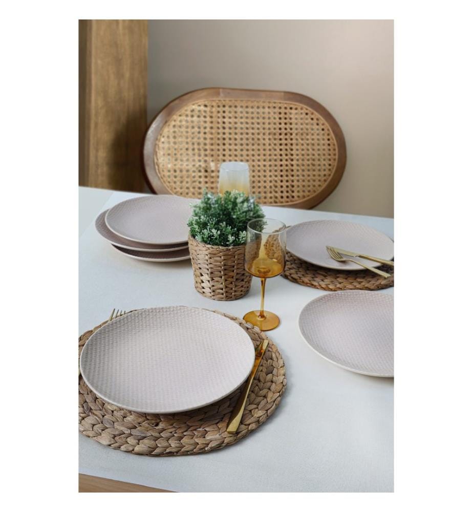 Service Plate Set, 6 Pieces, Cream, 100% CERAMIC STONEWARE