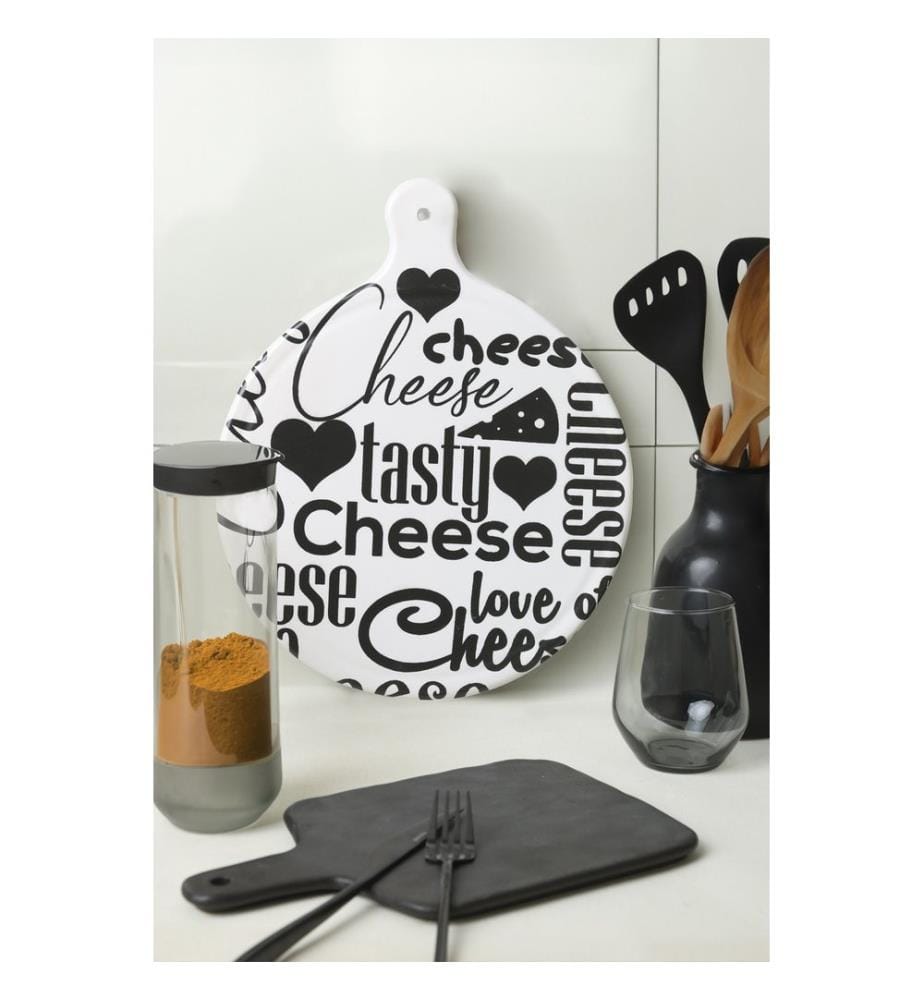 Piatto per formaggi, bianco, nero, 100% gres ceramico