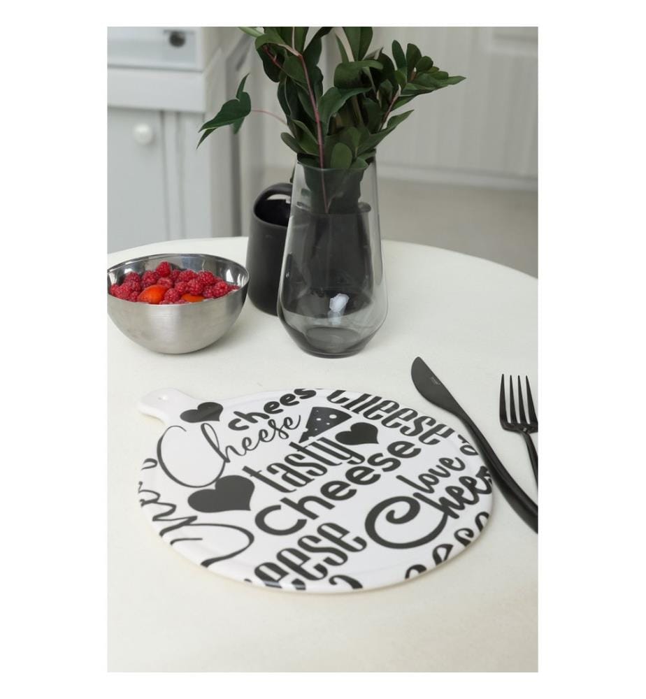Piatto per formaggi, bianco, nero, 100% gres ceramico