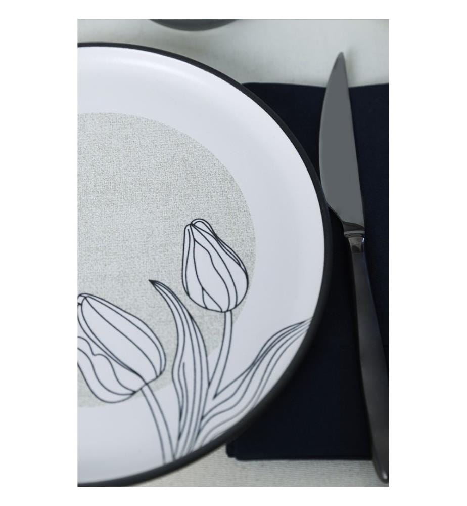 Dessert Plate Set, 6 Pieces, Matte White, 100% CERAMIC STONEWARE