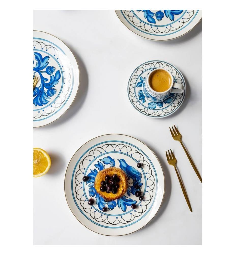 Dessert Plate Set, 6 Pieces, Multicolor, 100% PORCELAIN
