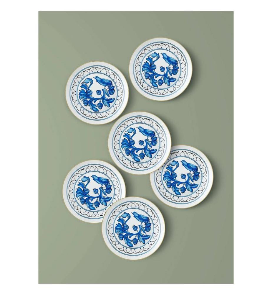 Dessert Plate Set, 6 Pieces, Multicolor, 100% PORCELAIN