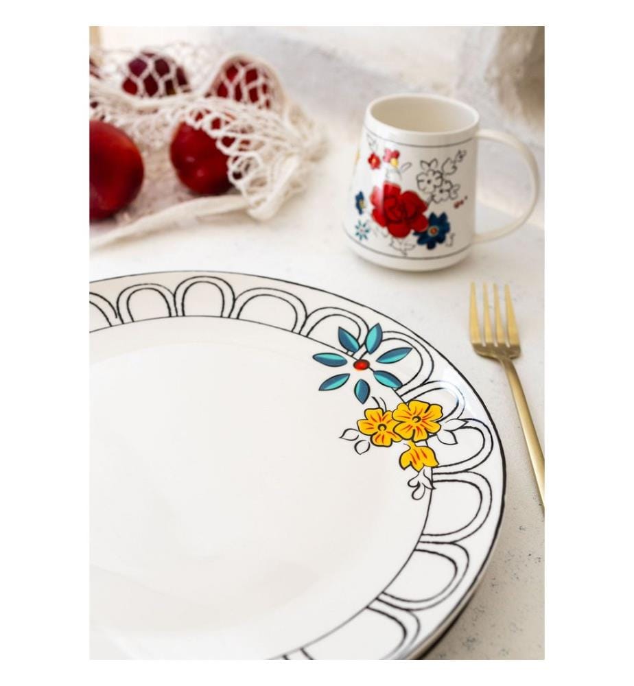 Service Plate Set, 6 Pieces, Multicolor, 100% PORCELAIN