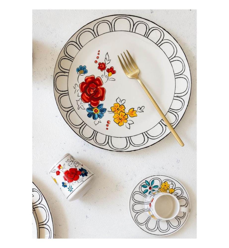 Service Plate Set, 6 Pieces, Multicolor, 100% PORCELAIN